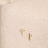 🎁 14K Gold Cross Earring Studs (100% off)