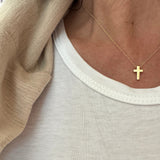 Minimalist 14Kt Gold Vermeil Dainty Cross Necklace