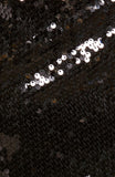 Sequins and velvet luxe duo crop top with bowtie straps - black sequince