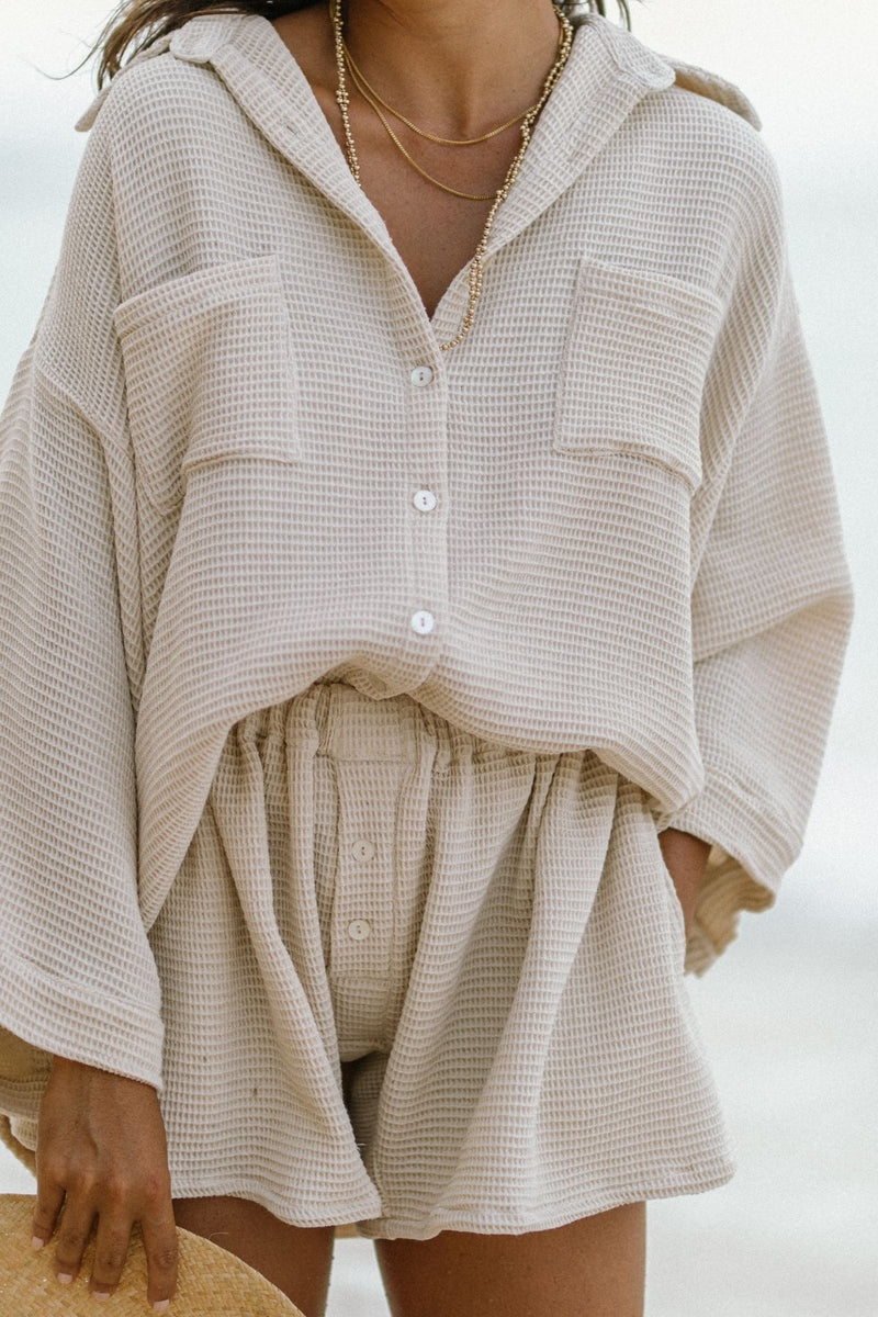 Moonlight Waffle Nidra Button Down & Short Set