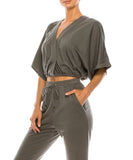 Organic Hemp  Brushed inside and light weight. Super easy and flexible fit. Surplus front Crop Top