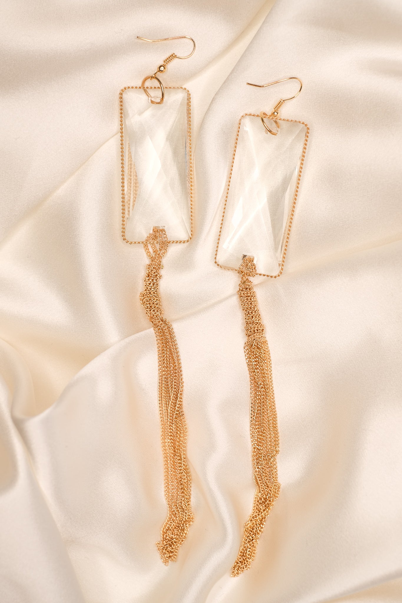 crystal gold tassel earrings