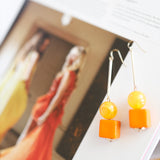 gold yellow mustard geometric earrings summer earrings 