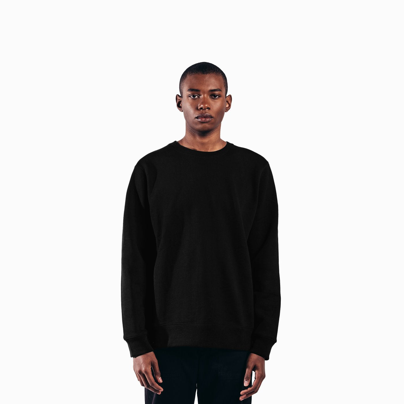 Black Organic Cotton Crewneck Men's Sweatshirt