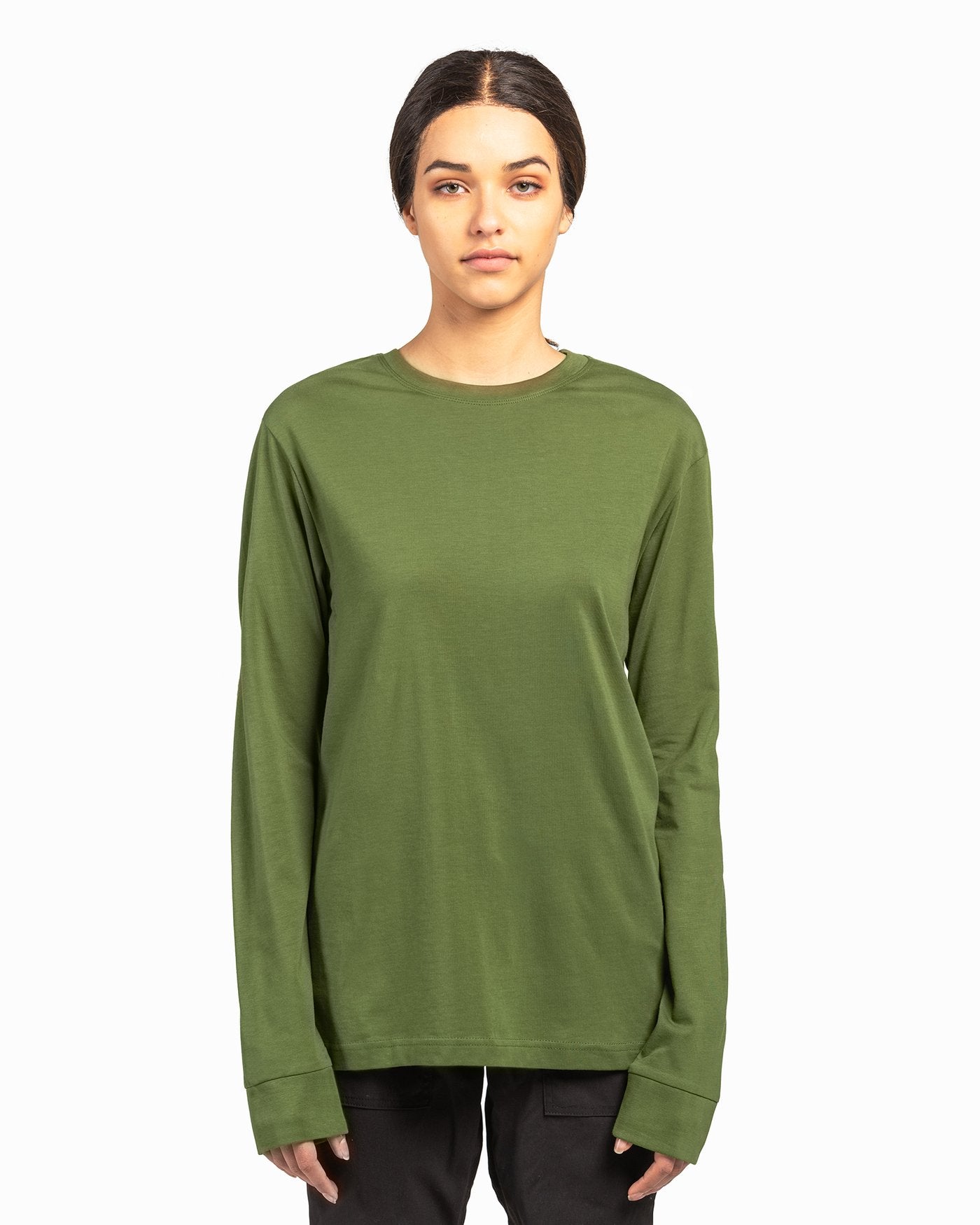Olive Green American Grown Soft Supima® Cotton Men's Long Sleeve