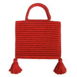 Handcrafted Cotton Tassel Tote bag in Red by Binge Knitting