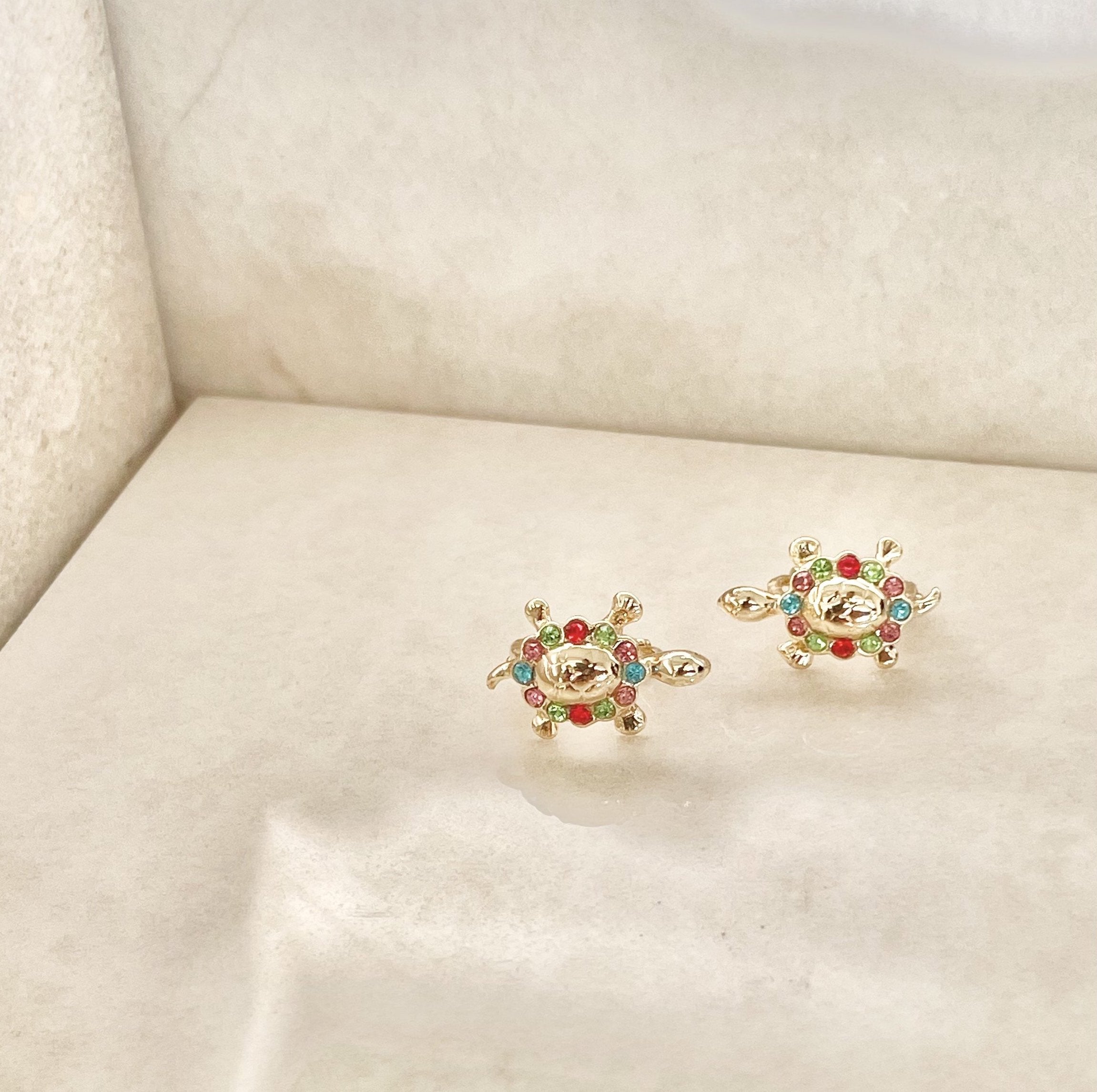 Turtle Earrings, Women's turtle diamond gold hoops for turtle jewelry 