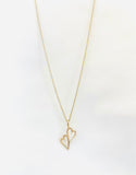 14Kt Tall Hearts Charm Necklace