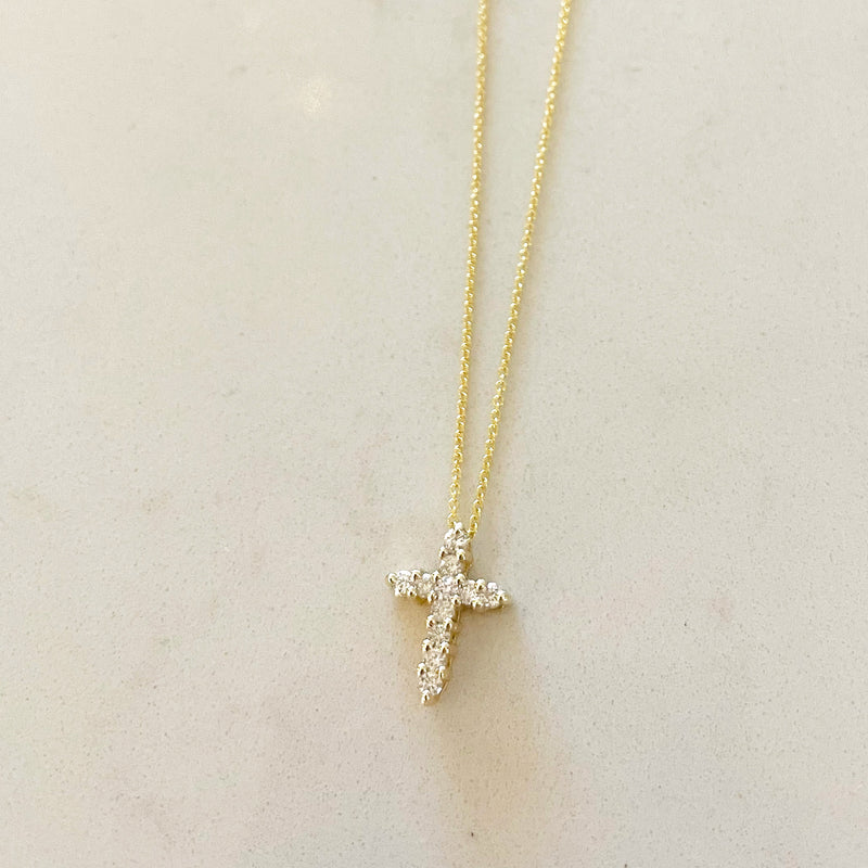 Women's Diamond Cross Necklace, Diamond Cross Necklace, White Gold Cross Necklace, Yellow Gold Diamond Cross Necklace, Affordable Diamond Cross Necklace, Dainty Diamond Cross Necklace