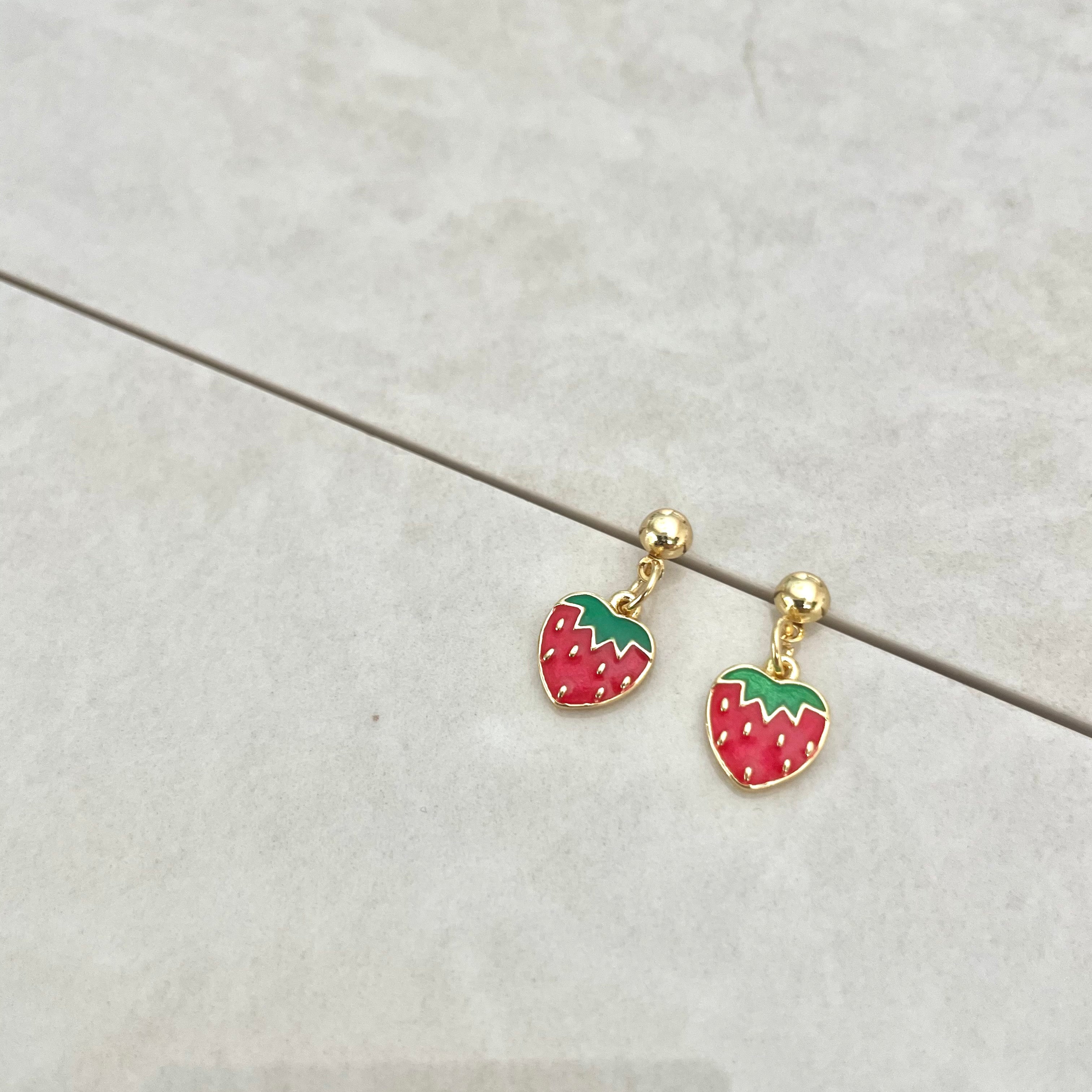 strawberry earrings - women's gold strawberry earrings