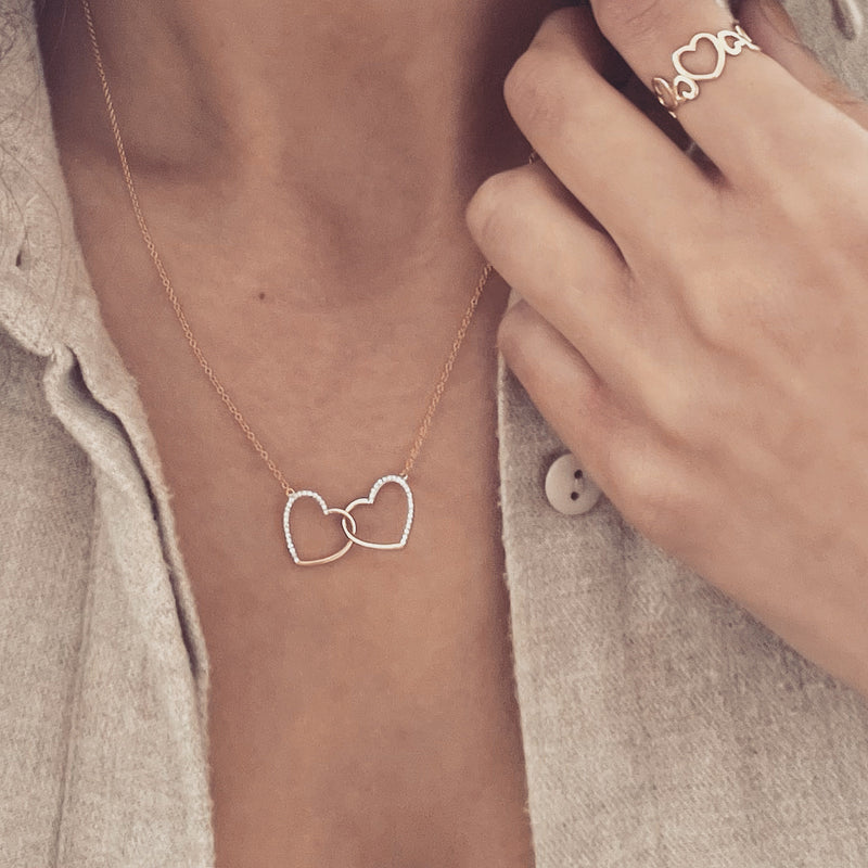 Linked Diamond Hearts Necklace