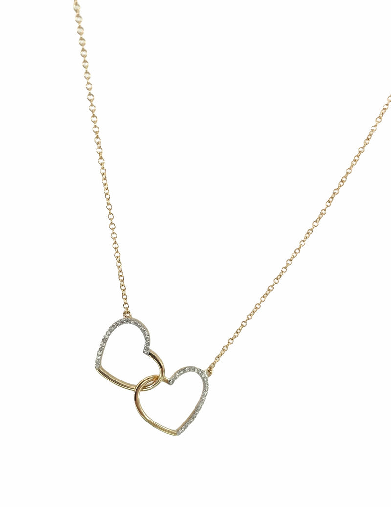 Linked Diamond Hearts Necklace